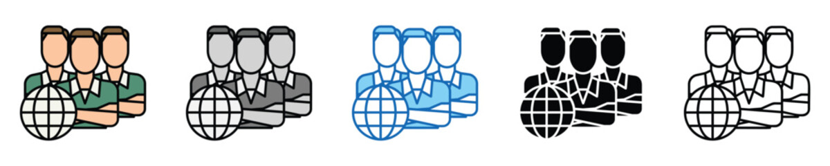 Community Icons Set – Editable Vector Icons in Multiple Styles