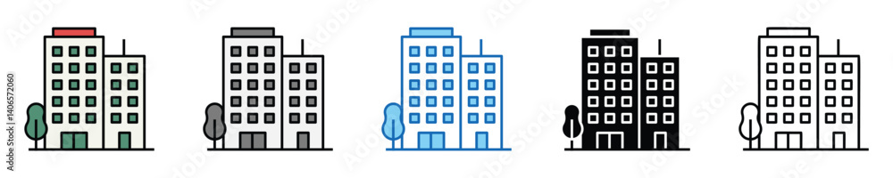Poster company icons set – editable vector icons in multiple styles