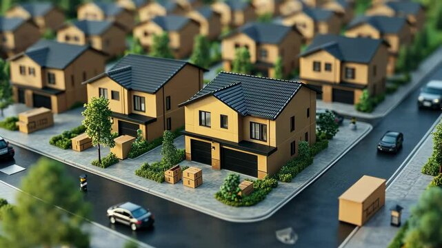 Miniature Cardboard Houses: A Suburban Development Model