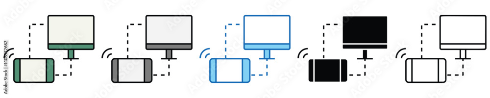 Poster connection icons set – editable vector icons in multiple styles