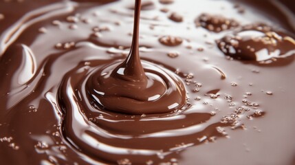 Pouring Melted Dark Chocolate Swirl Close Up
