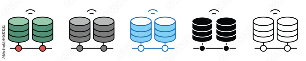 Poster database icons set – editable vector icons in multiple styles