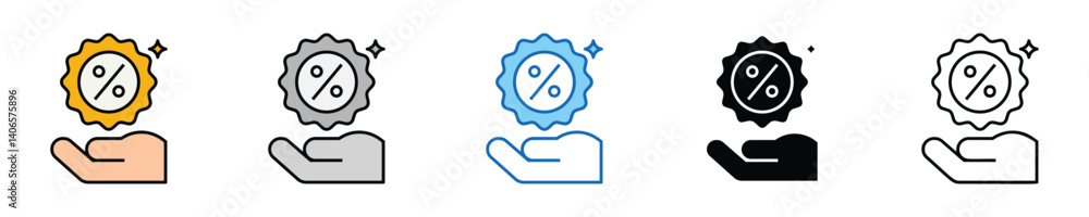Poster discount icons set – editable vector icons in multiple styles