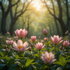 분홍색 꽃과 자연