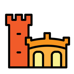 Castle Bridge Vector Filled Icon Design