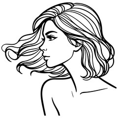 Woman's Face Line Art.