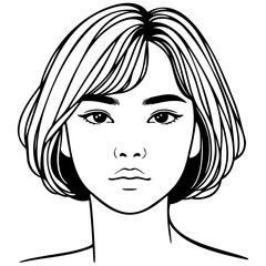 Woman's Face Line Art.