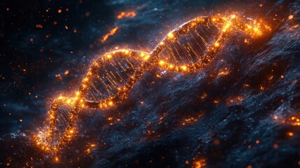 Fiery DNA Helix: A Digital Art of Genetic Code