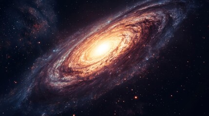 Fototapeta premium Spiral Galaxy in Deep Space: Cosmic Swirl of Orange and Brown