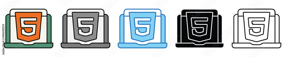 Poster html5 icons set – editable vector icons in multiple styles