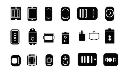 Minimalist Silhouette Battery Icon Set for Technology and Energy Infographics