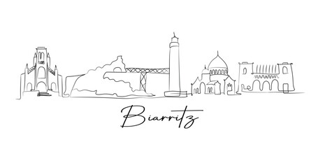 Biarritz city skyline doodle