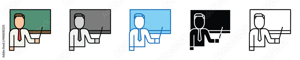 Aufkleber learn icons set – editable vector icons in multiple styles