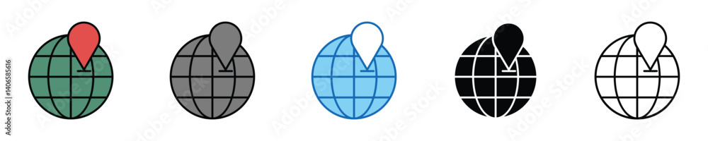 Poster location icons set – editable vector icons in multiple styles