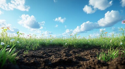 Lush meadow flowers bloom on rich soil
