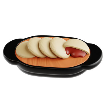 Hoeddeok for korean food 3D Icon