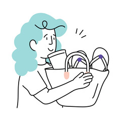 Holding bag  Vector style illustration.