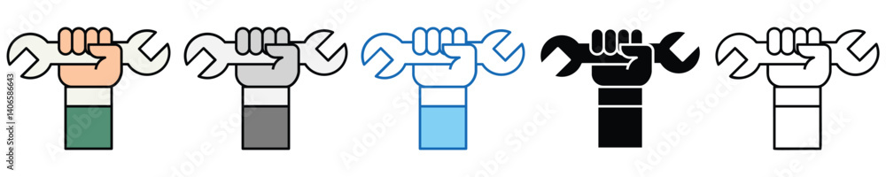 Poster maintenance icons set – editable vector icons in multiple styles