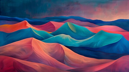 Fototapeta premium Colorful Abstract Landscape Background with Vibrant Painted Hills