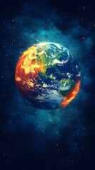 Fototapeta premium Earth illuminated in cosmic space