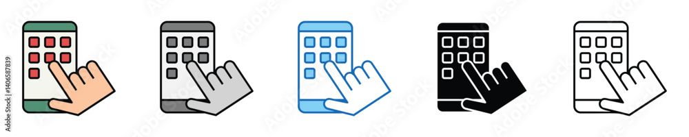 Poster mobile app icons set – editable vector icons in multiple styles