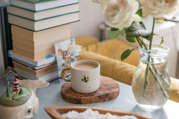 Cup of coffee at home in the interior