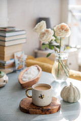 Cup of coffee at home in the interior