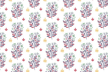 botanical seamless pattern with multicolor floral illustration decorative blossoms modern graphic leaves and natural elements for digital print and textile texture

