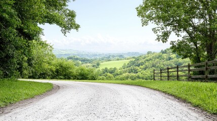 Obraz premium Winding road through lush green landscape serene nature scene for travel and tourism