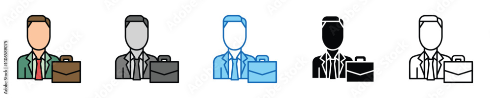 Poster occupation icons set – editable vector icons in multiple styles