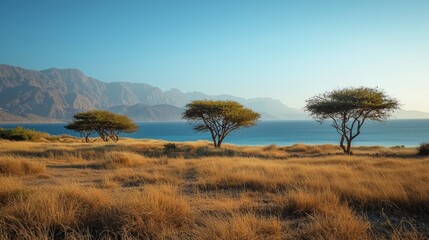 Obraz premium Serene Traditional Landscape of Middle Eastern Environment at Dawn