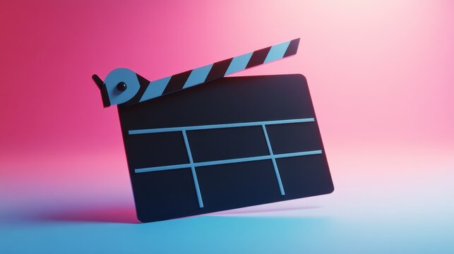 A colorful film clapperboard against a gradient background, symbolizing filmmaking and the creative process.