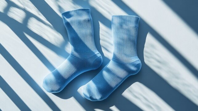 Padded compression socks designed for heel pain laid flat on a light surface