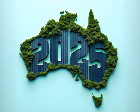 Australia Map with Leaf Texture &ndash; Eco Friendly and Sustainability Concept