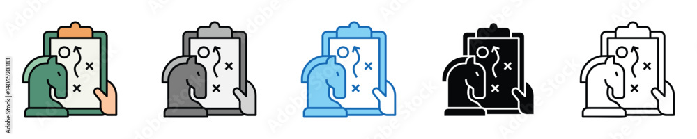 Poster plan icons set – editable vector icons in multiple styles