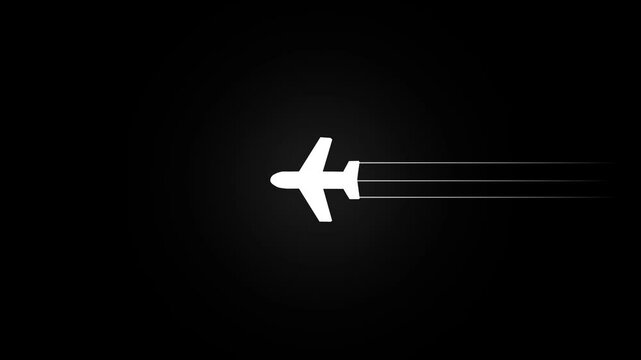 Glowing Simple plane icon, flay icon animation concept, simple flat plane animation. Airplane line path animation, Travel on airplane location map