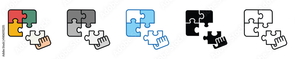 Poster problem solving icons set – editable vector icons in multiple styles