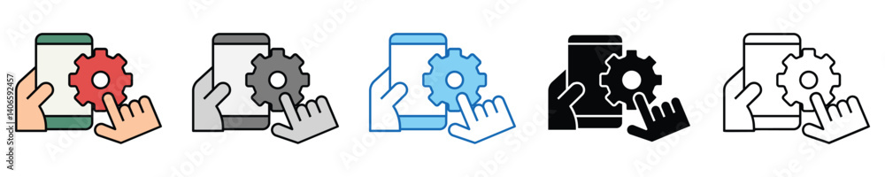 Poster process icons set – editable vector icons in multiple styles