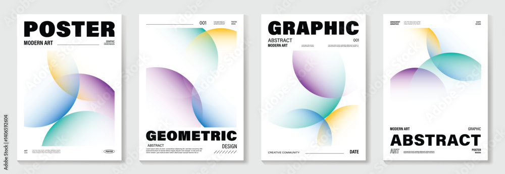 Aufkleber modern gradient poster background vector set.cover template with vibrant perspective geometric prism