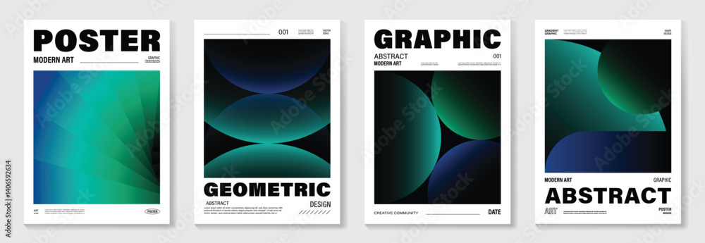 Aufkleber modern gradient poster background vector set.cover template with vibrant perspective geometric prism