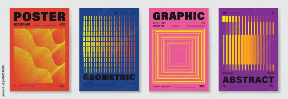 Aufkleber modern gradient poster background vector set.cover template with vibrant perspective geometric prism
