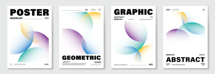 Modern gradient poster background vector set.Cover template with vibrant perspective geometric prism shapes in motion. Ideal design for social media, cover, banner, flyer.