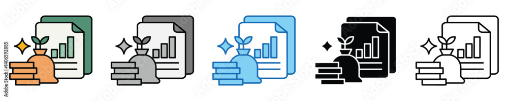 Poster profit icons set – editable vector icons in multiple styles