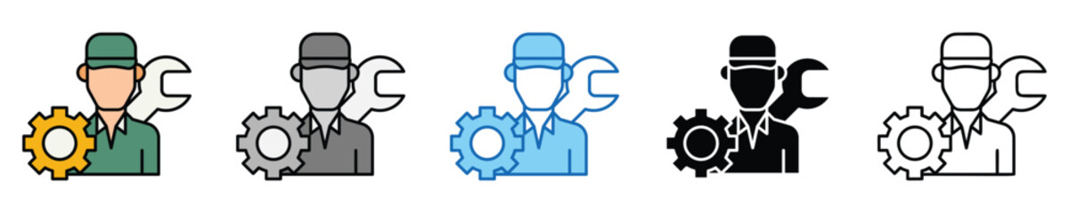 Profession Icons Set – Editable Vector Icons in Multiple Styles