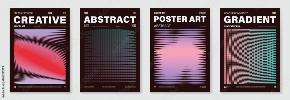 Aufkleber modern gradient poster background vector set.cover template with vibrant perspective geometric prism