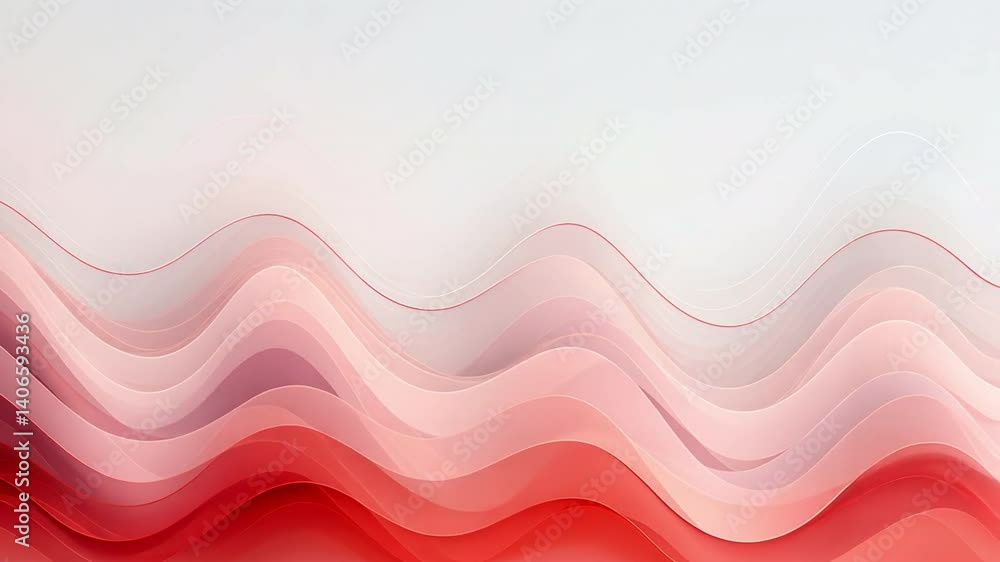 Poster fluidity in crimson: abstract wavy lines ripple and merge in a mesmerizing dance of color, evoking a