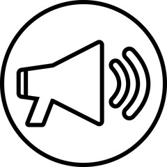 Megaphone music line style icon shape symbol. Isolated on transparent background.