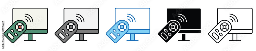 Poster remote icons set – editable vector icons in multiple styles