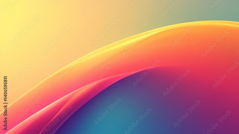 Poster a vibrant, abstract image featuring smooth, flowing lines in warm colors transitioning from yellow t