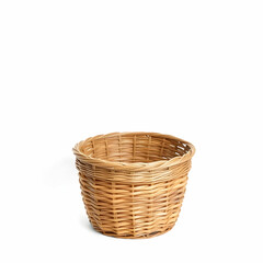 Wicker basket isolated on a white background